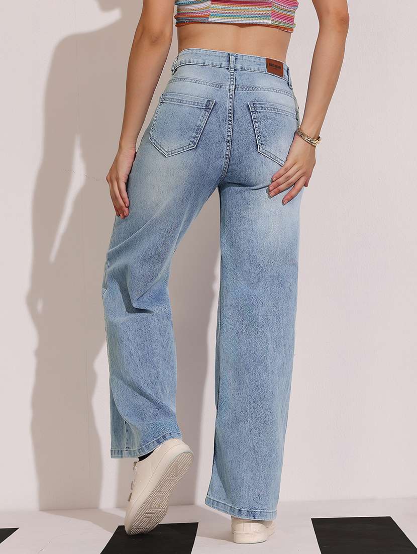 women solid high rise wide leg jeans - 22402362 -  Standard Image - 2