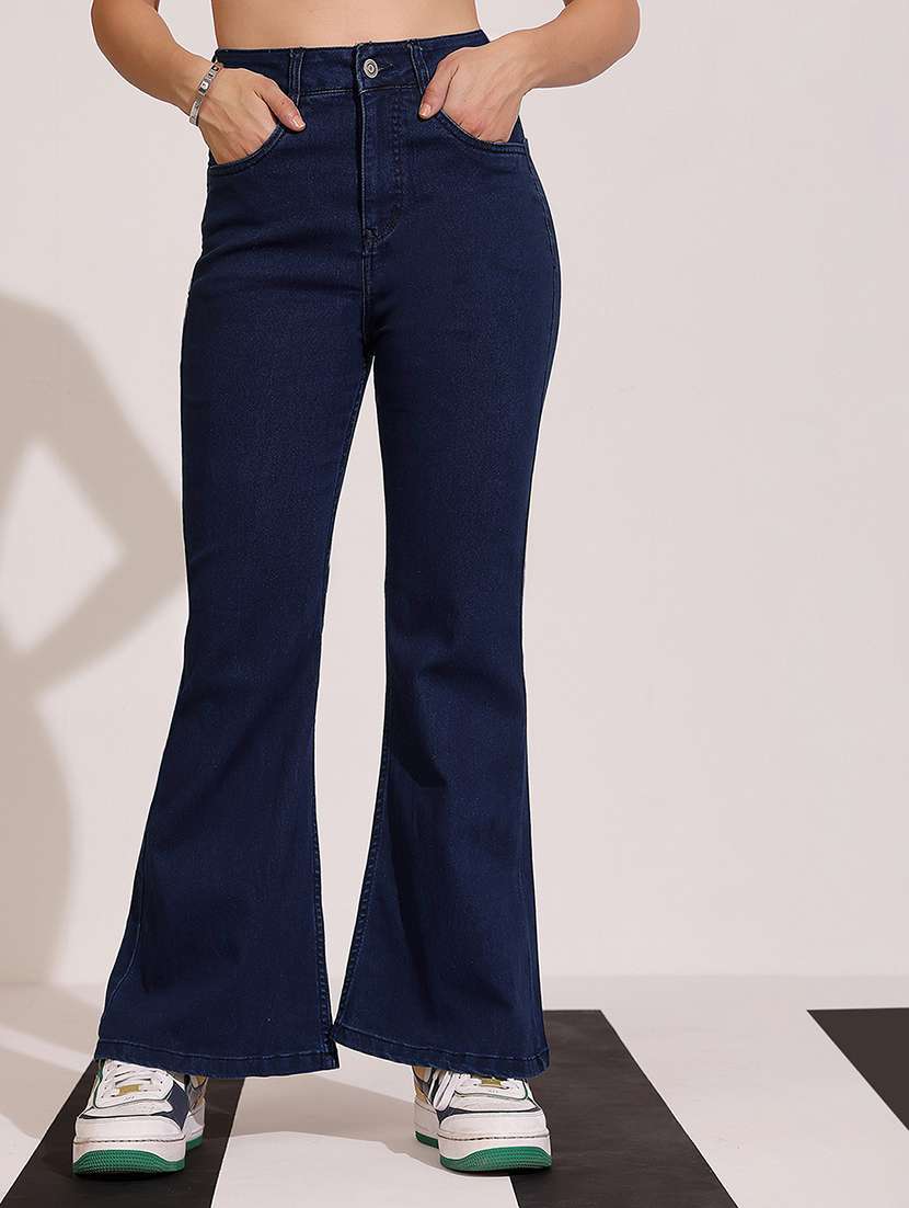 women solid high rise bootcut jeans - 22402363 -  Standard Image - 2
