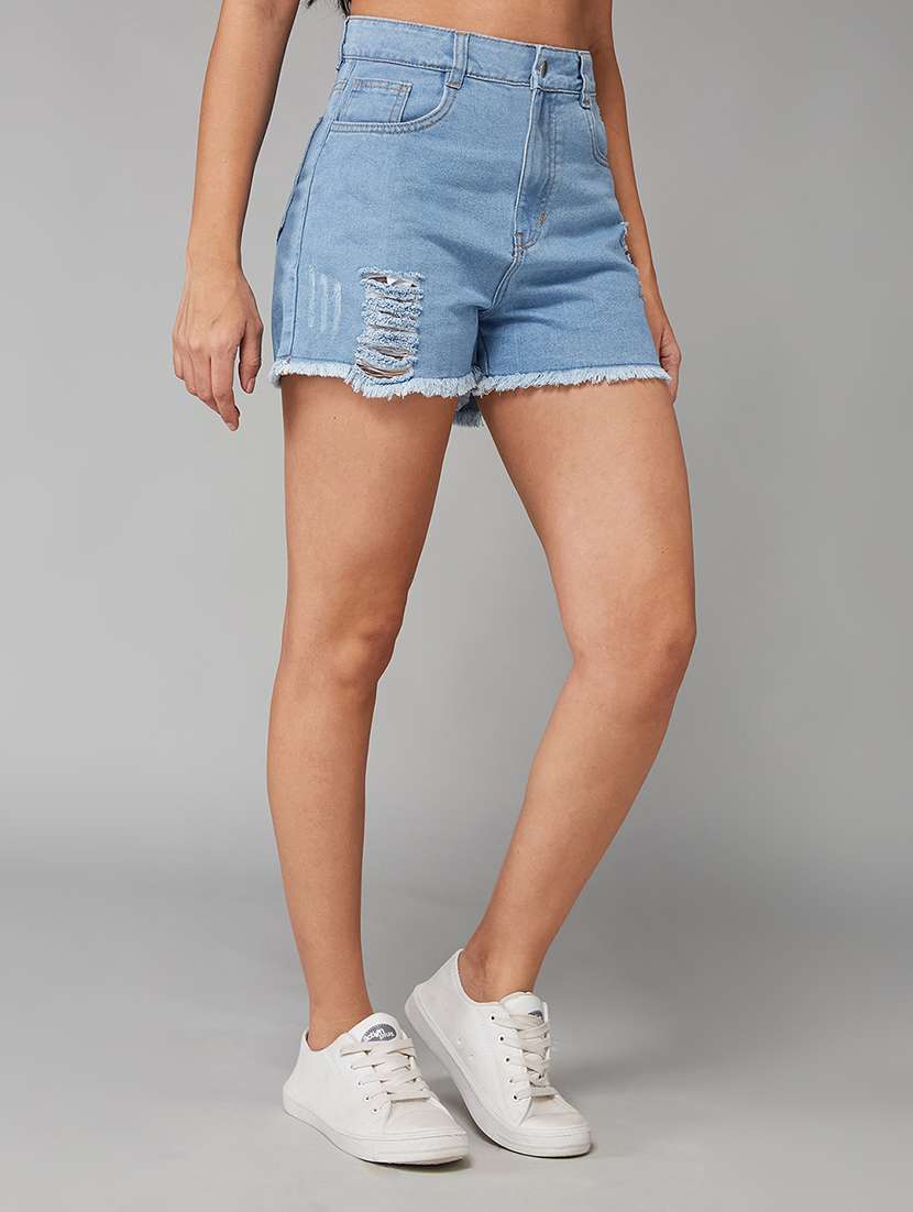 women distressed high rise denim shorts  - 22402437 -  Standard Image - 2