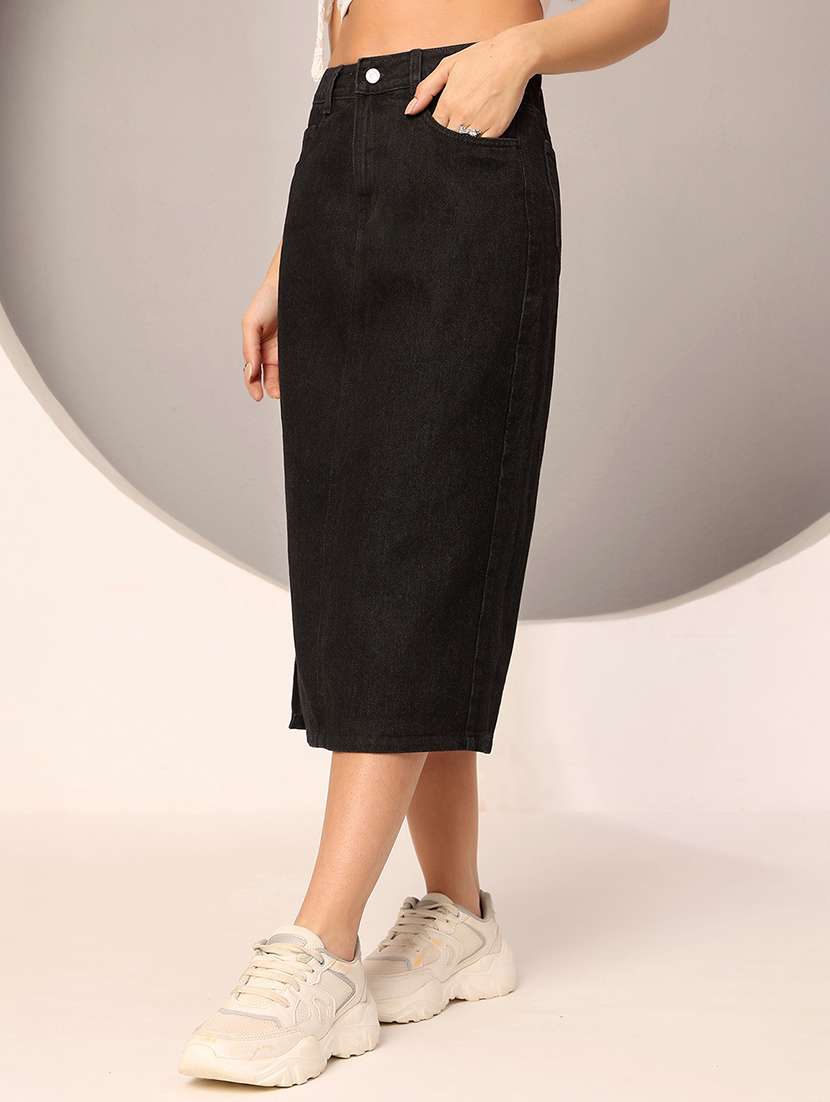 women solid high rise straight skirt - 22402483 -  Standard Image - 2