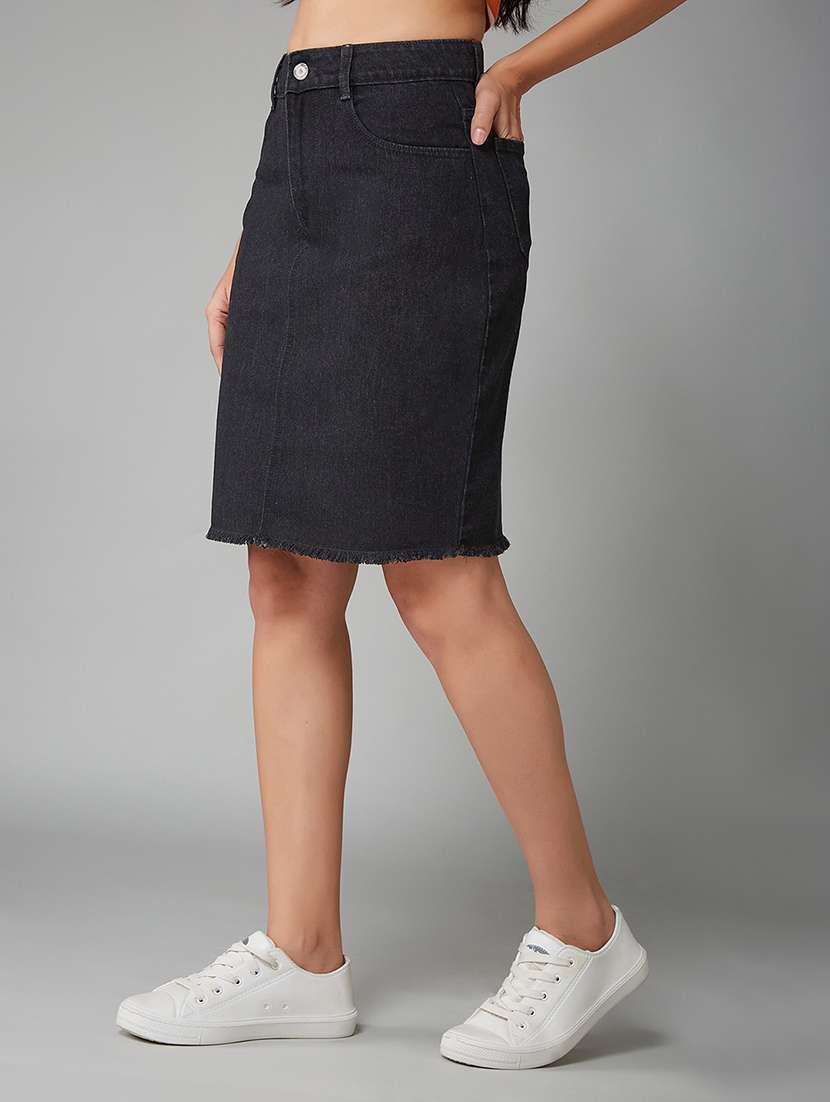women solid high rise bodycon skirt - 22402495 -  Standard Image - 2