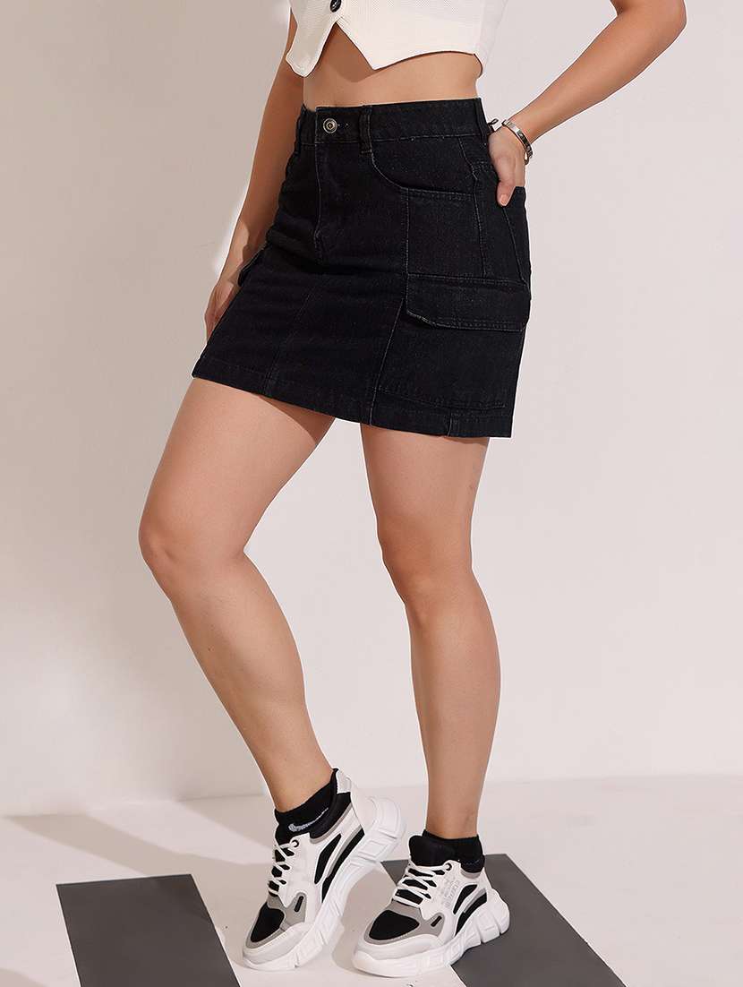 women solid high rise carga skirt - 22402506 -  Standard Image - 2