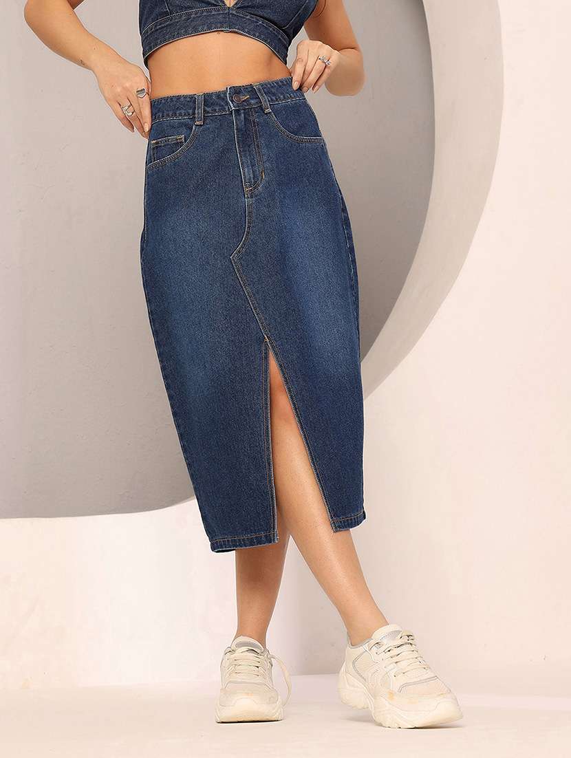 women solid high rise straight skirt - 22402508 -  Standard Image - 2