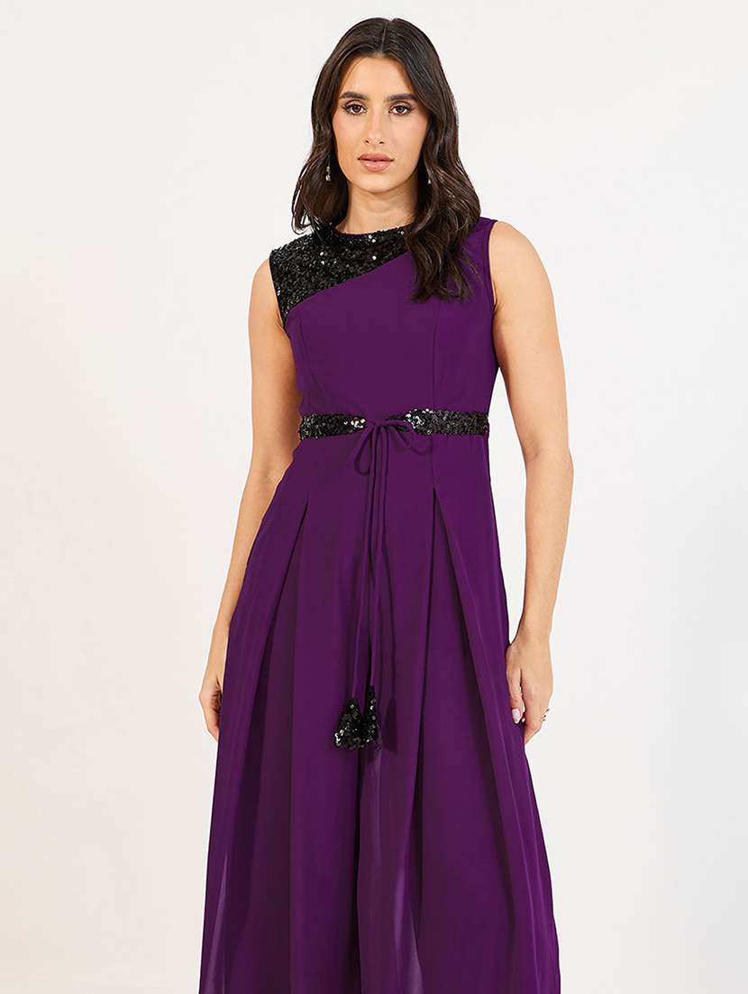 women sequined sleeveless flared jumpsuit - 22402546 -  Standard Image - 2