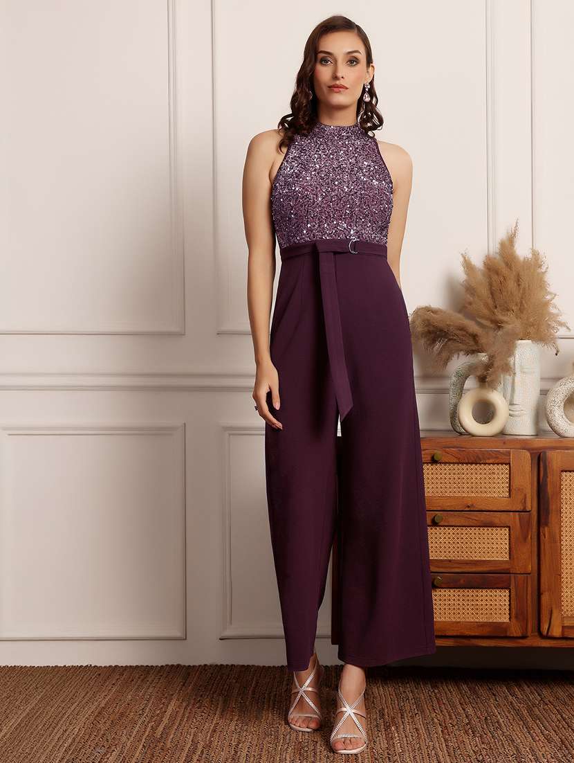 women sequined halter neck jumpsuit - 22402550 -  Standard Image - 2