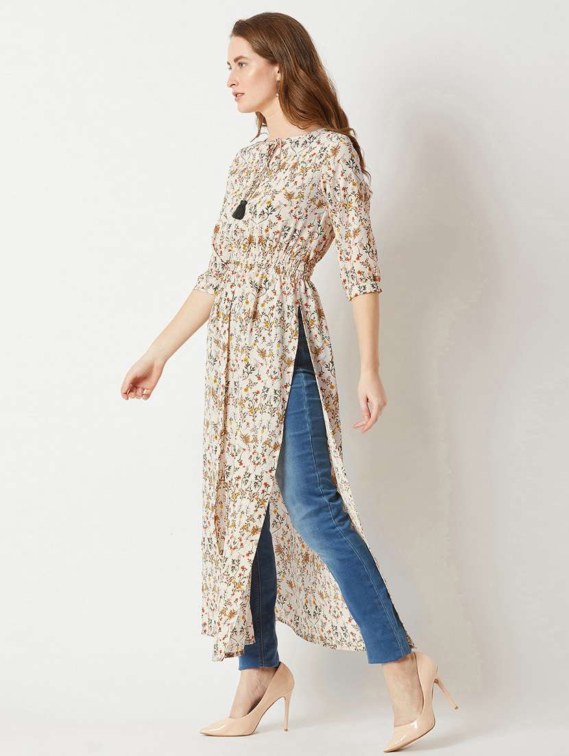 women printed three quarter sleeve tunic - 22402576 -  Standard Image - 2