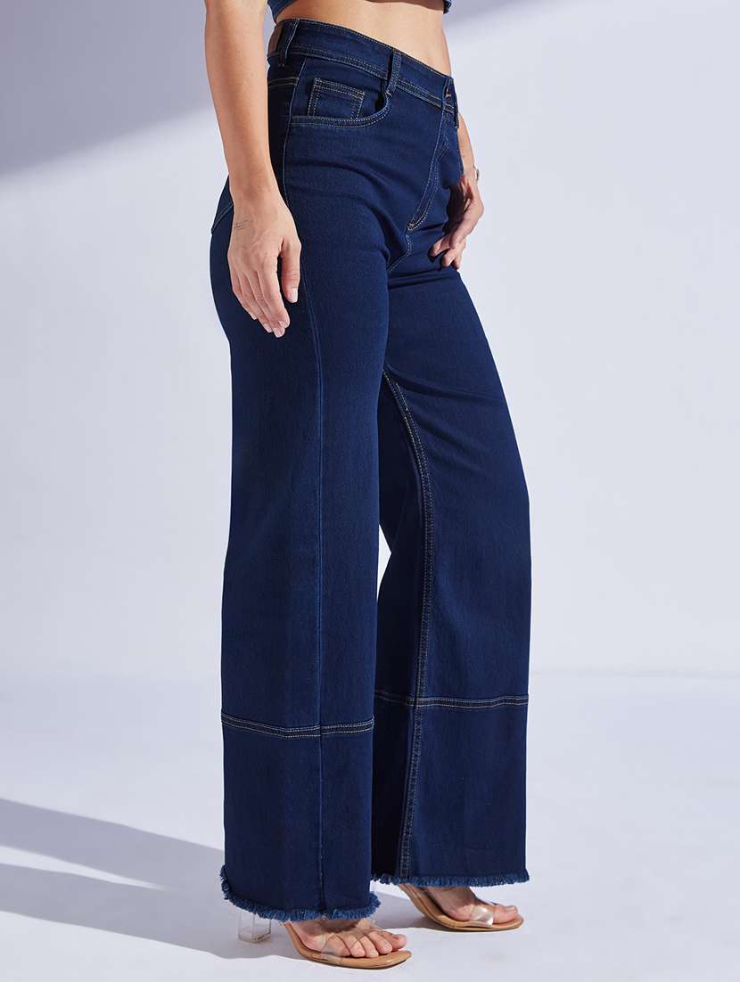 women solid high rise wide leg jeans - 22402589 -  Standard Image - 2