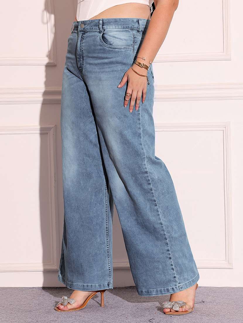 women solid high rise wide leg jeans - 22402611 -  Standard Image - 2