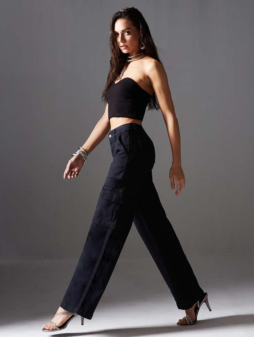 women solid high rise cargo - 22402612 -  Standard Image - 2