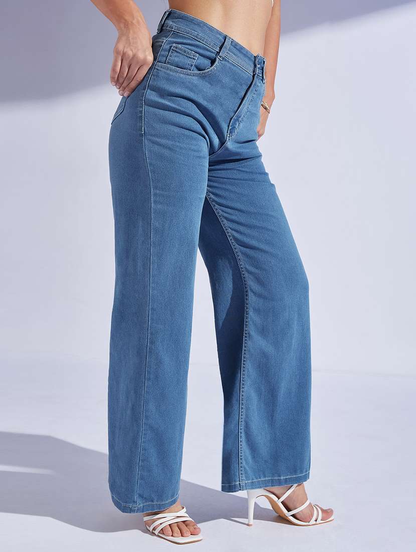 women solid high rise wide leg jeans - 22402615 -  Standard Image - 2