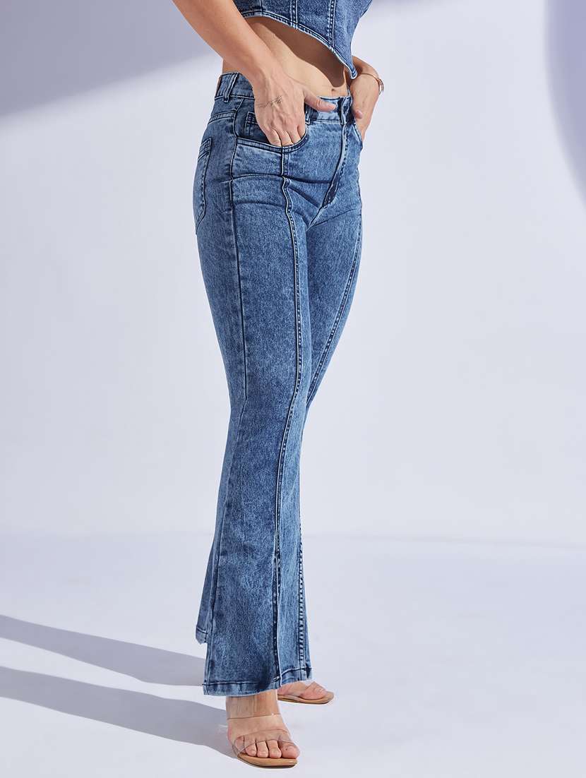 women solid high rise bootcut jeans - 22402628 -  Standard Image - 2