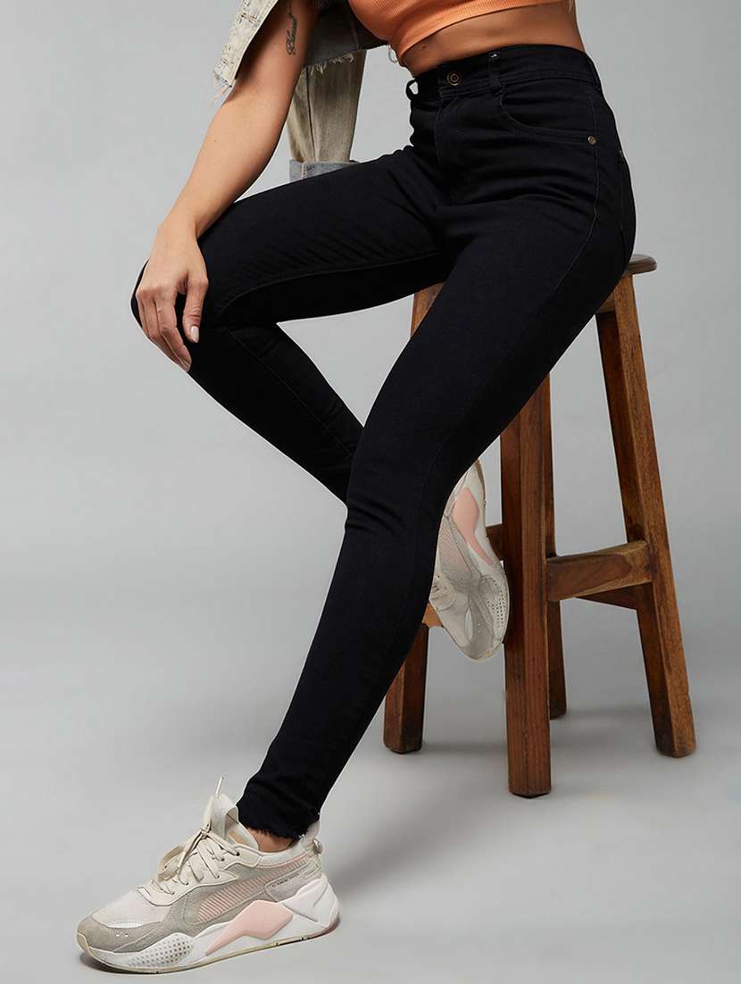 women solid high rise skinny jeans - 22402635 -  Standard Image - 2