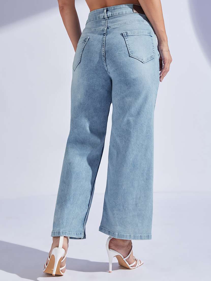 women solid high rise wide leg jeans - 22402637 -  Standard Image - 2