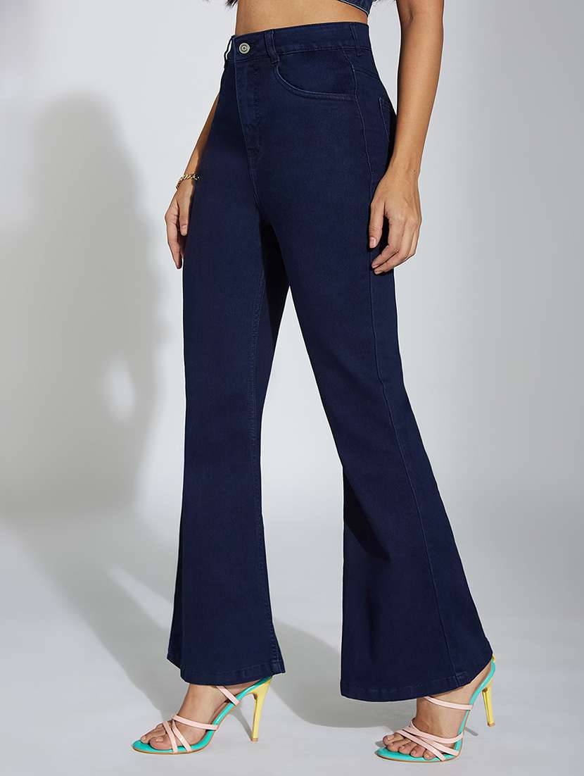 women solid high rise bootcut jeans - 22402641 -  Standard Image - 2