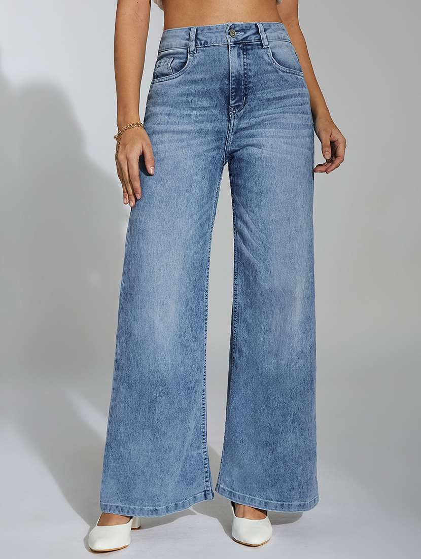 women solid high rise wide leg jeans - 22402668 -  Standard Image - 2