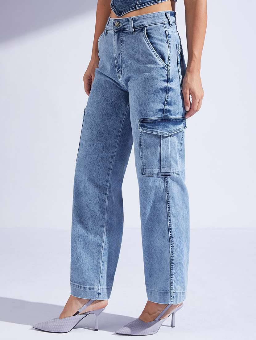 women solid high rise cargo - 22402674 -  Standard Image - 2