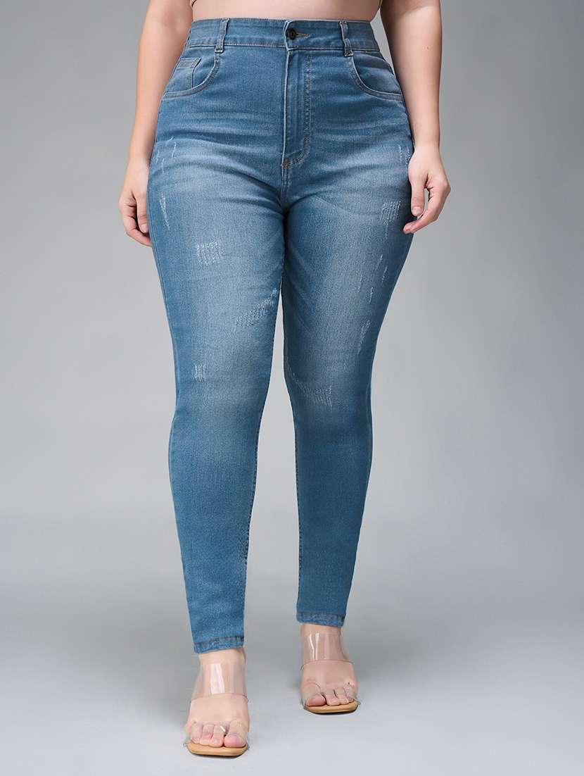 women solid high rise skinny jean