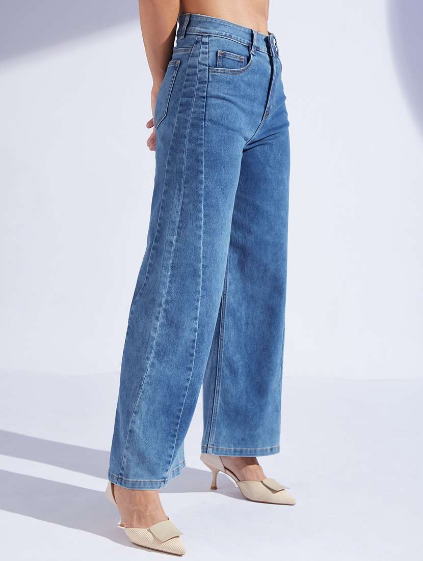 women solid high rise wide leg jeans - 22402684 -  Standard Image - 2