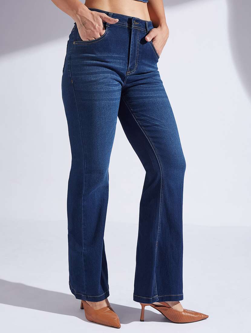 women solid high rise bootcut jeans - 22402709 -  Standard Image - 2