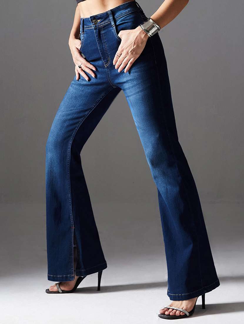 women solid high rise bootcut jeans - 22402734 -  Standard Image - 2