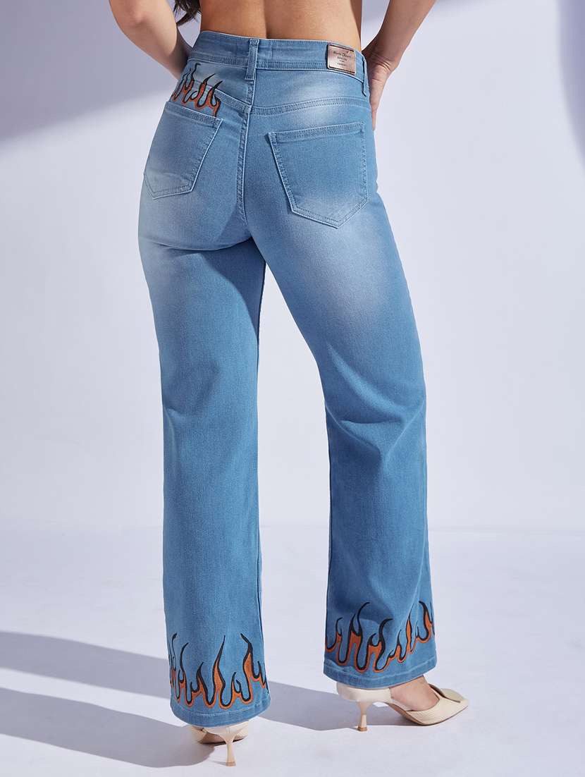 women printed high rise straight jeans - 22402735 -  Standard Image - 2