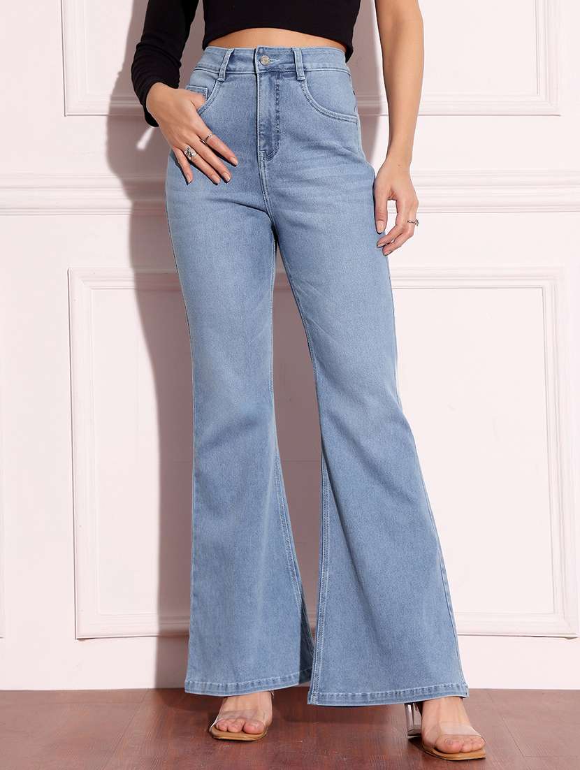 women solid high rise bootcut jeans - 22402738 -  Standard Image - 2