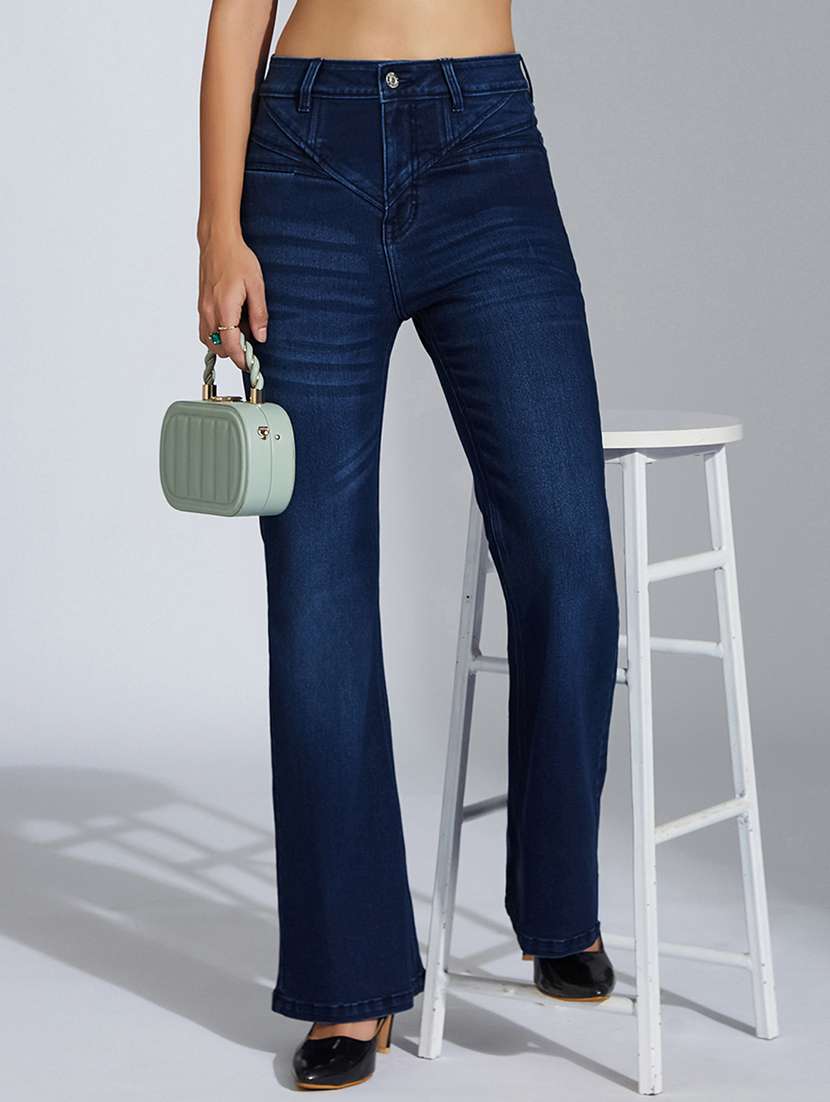 women solid high rise bootcut jeans - 22402745 -  Standard Image - 2