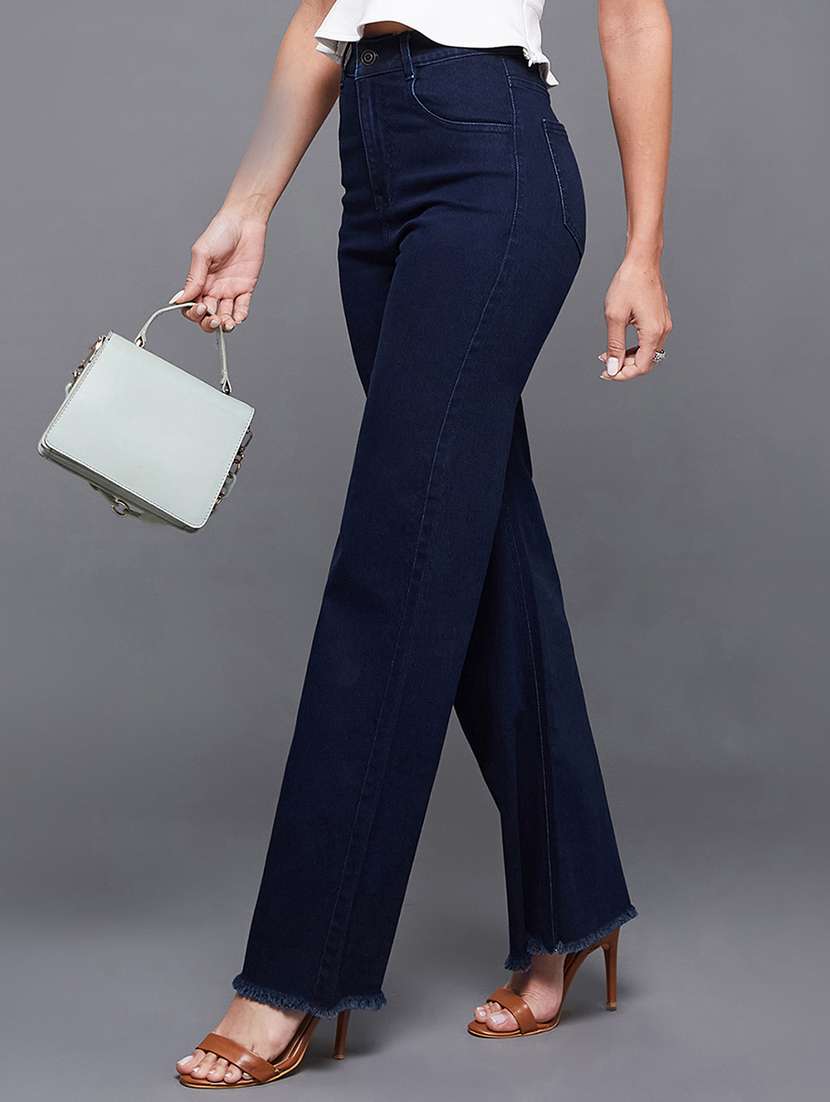 women solid high rise wide leg jeans - 22402746 -  Standard Image - 2