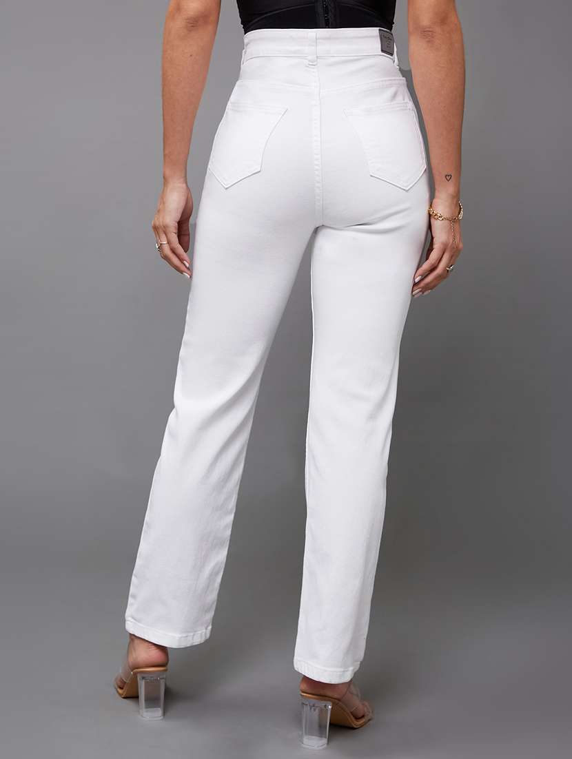 women solid high rise straight jeans - 22402768 -  Standard Image - 2