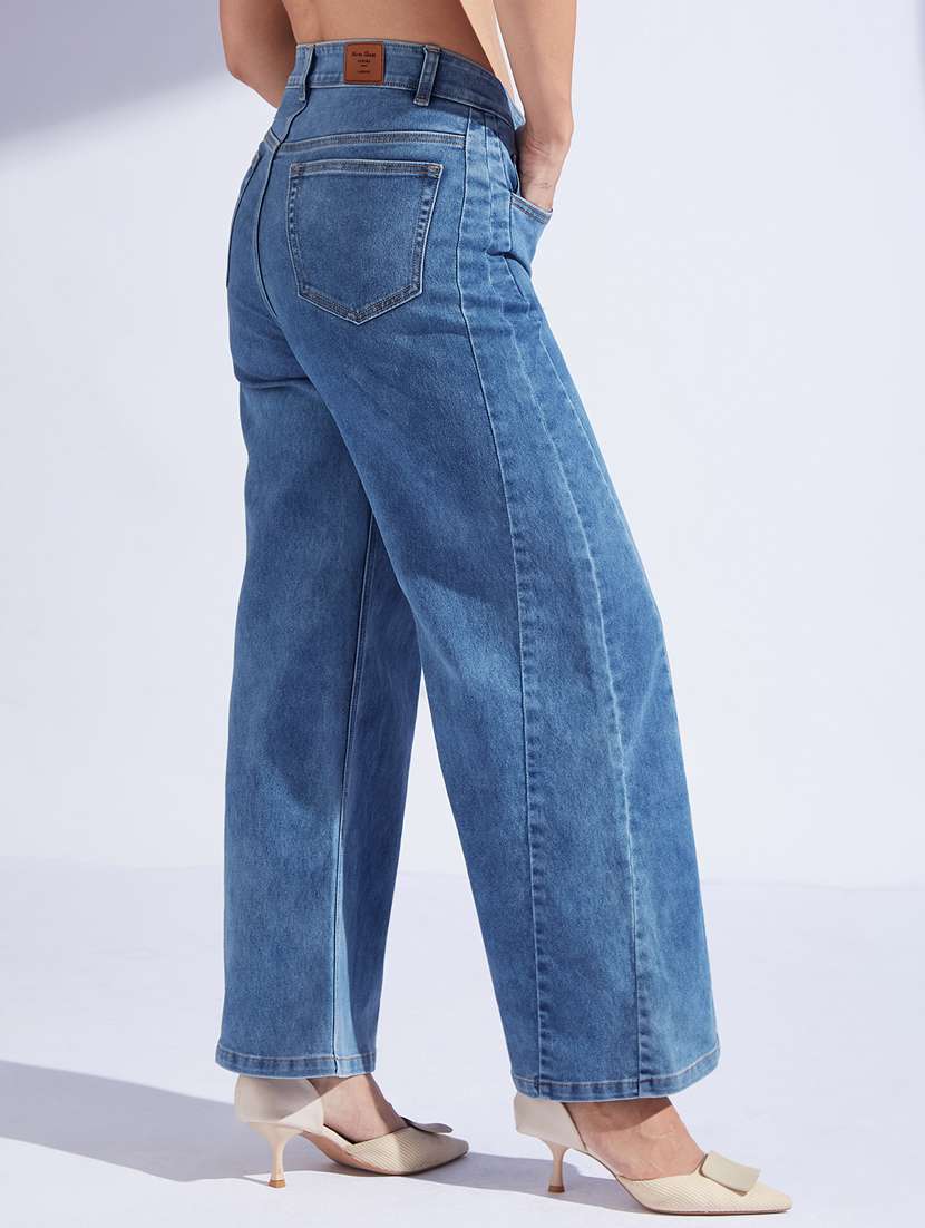 Women Solid High Rise Wide Leg Jeans - 22402774 -  Standard Image - 2