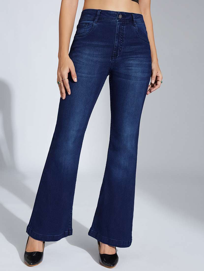 women solid high rise bootcut jeans - 22402783 -  Standard Image - 2