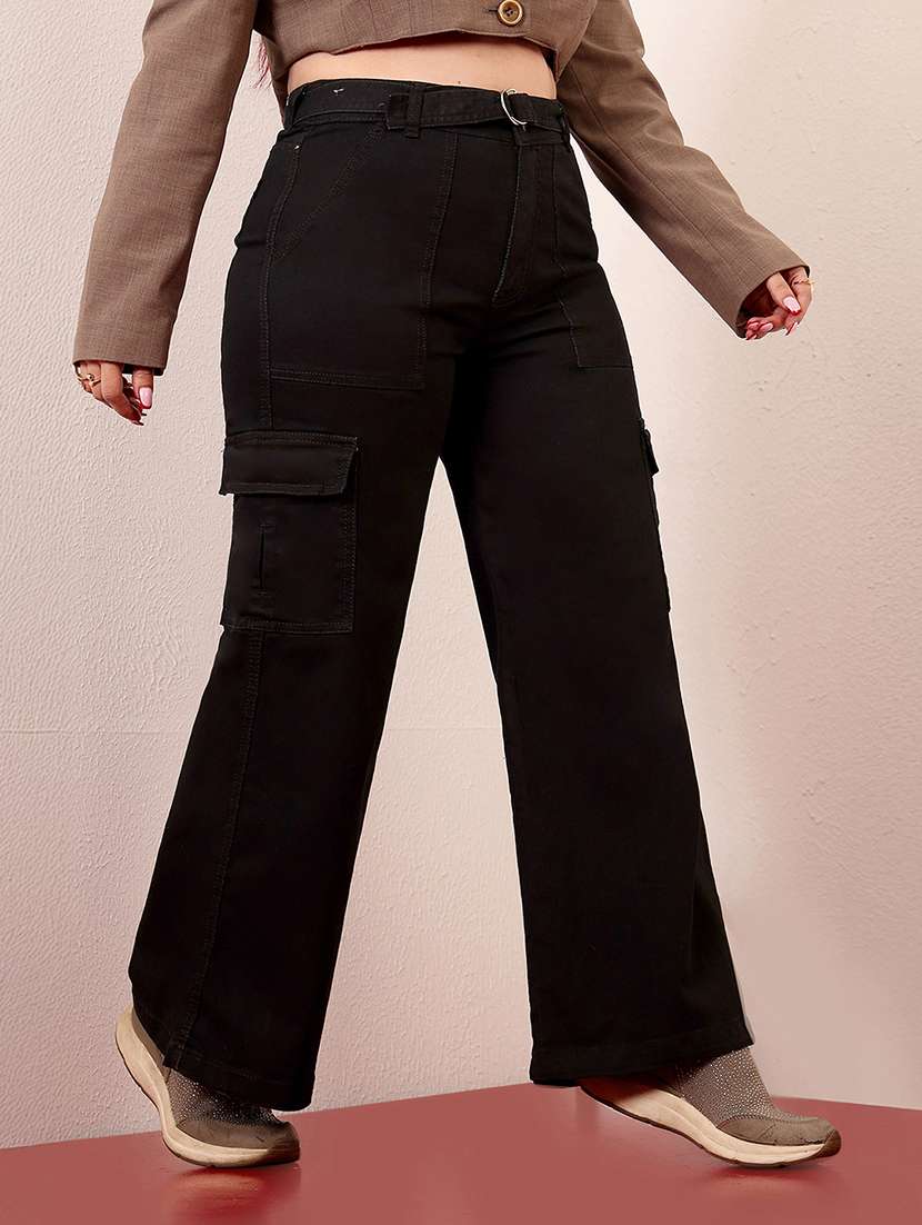 women solid high rise cargo - 22402810 -  Standard Image - 2