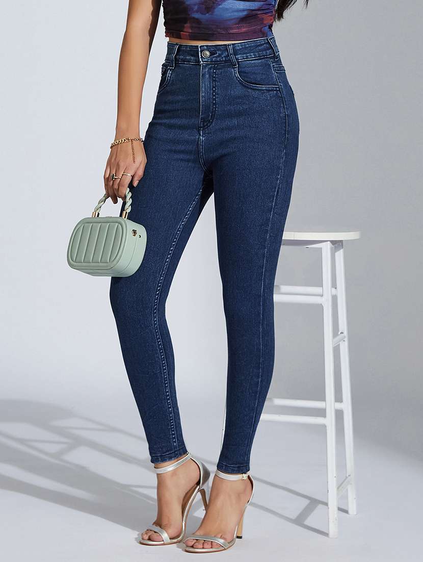 women solid high rise skinny jeans - 22402813 -  Standard Image - 2