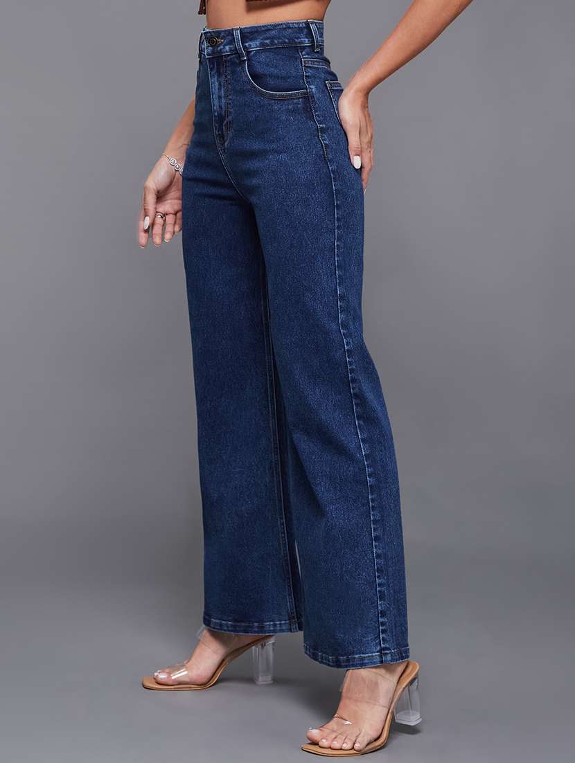 women solid high rise wide leg jeans - 22402831 -  Standard Image - 2