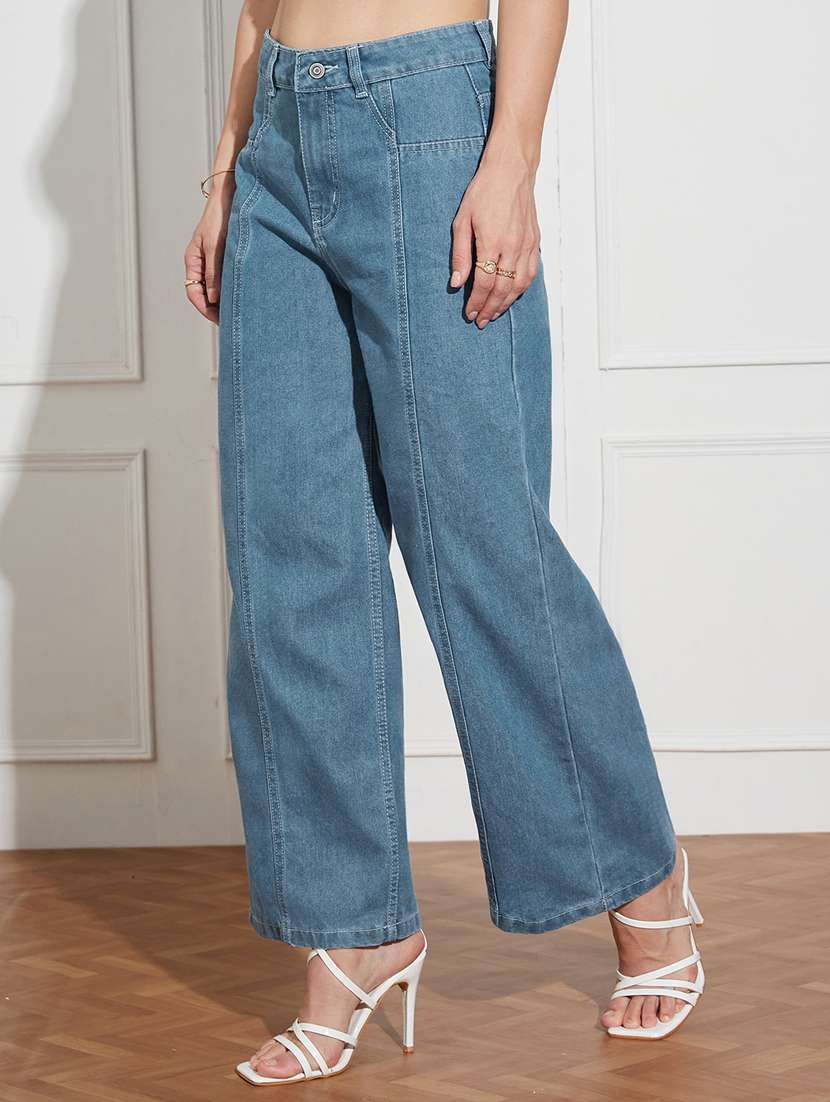 women solid high rise wide leg jeans - 22402837 -  Standard Image - 2