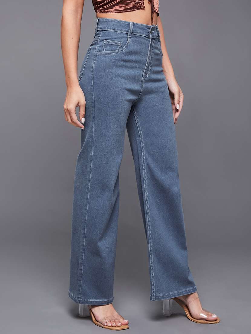 women solid high rise wide leg jeans - 22402839 -  Standard Image - 2