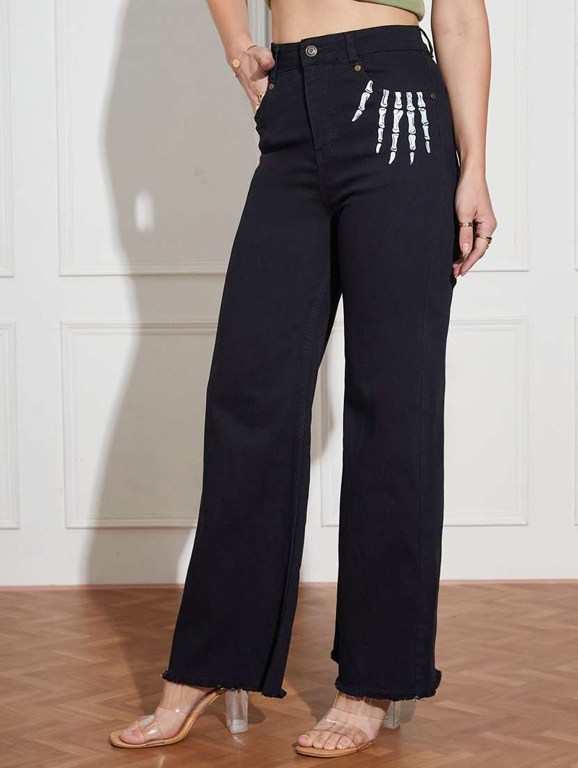 women printed high rise wide leg jeans - 22402841 -  Standard Image - 2