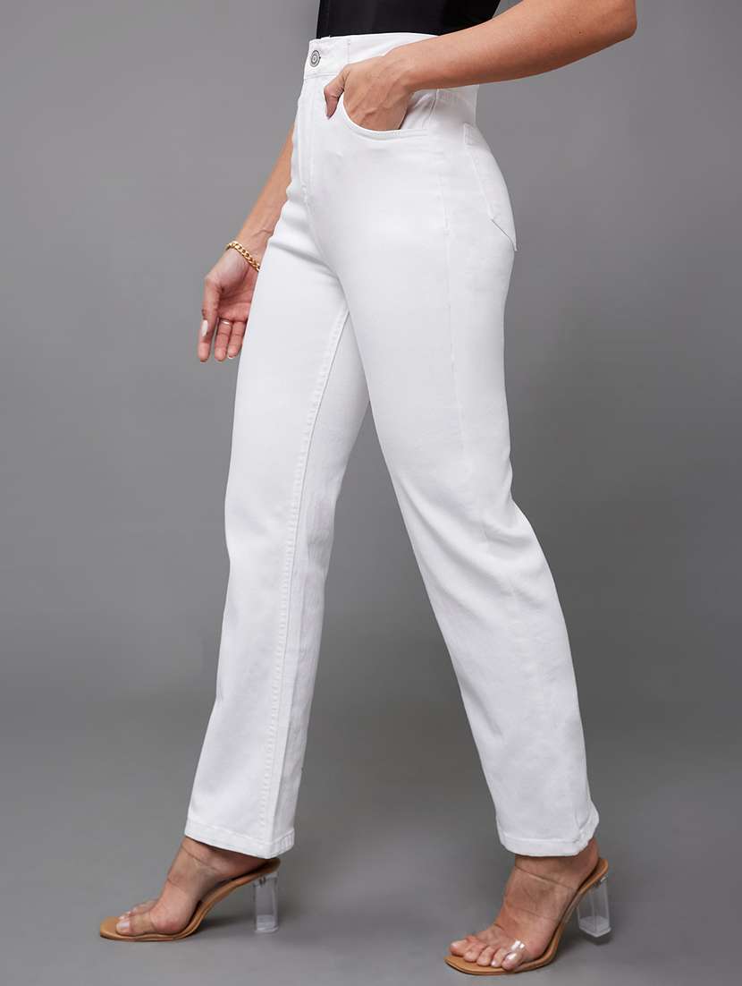 women solid high rise straight jeans - 22402847 -  Standard Image - 2