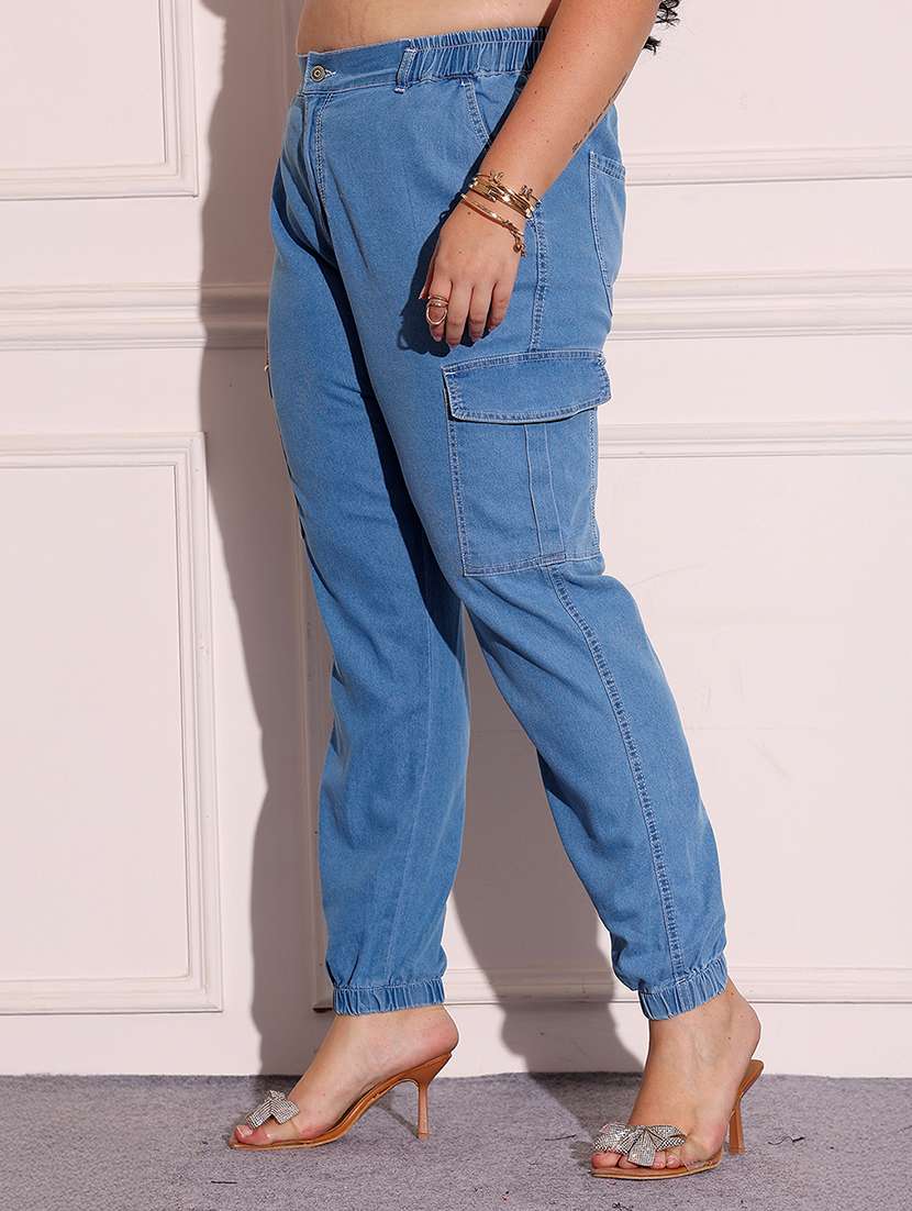 women solid high rise jogger - 22402860 -  Standard Image - 2