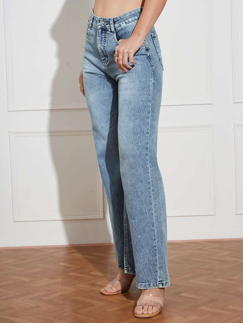women solid high rise wide leg jeans - 22402864 -  Standard Image - 2