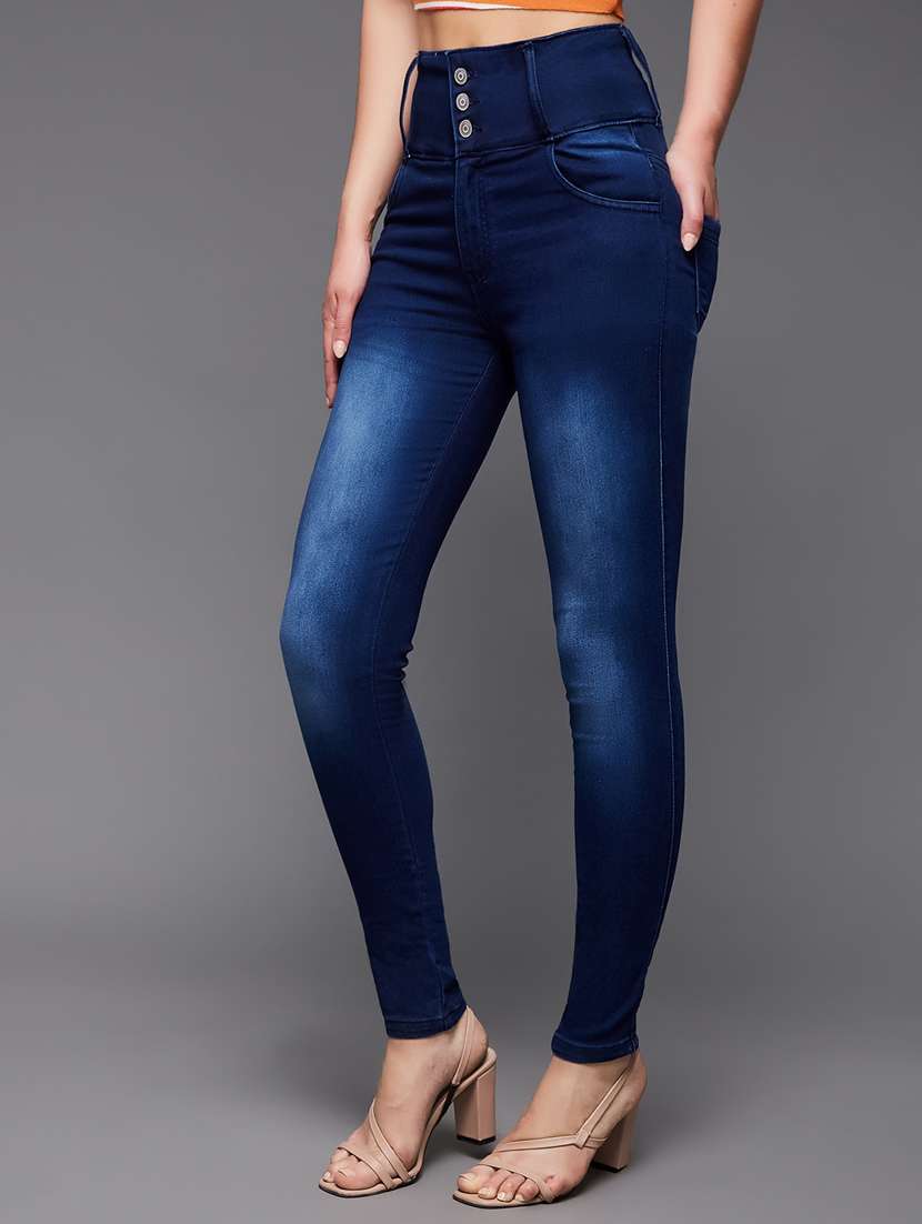 women solid high rise skinny jeans - 22402877 -  Standard Image - 2