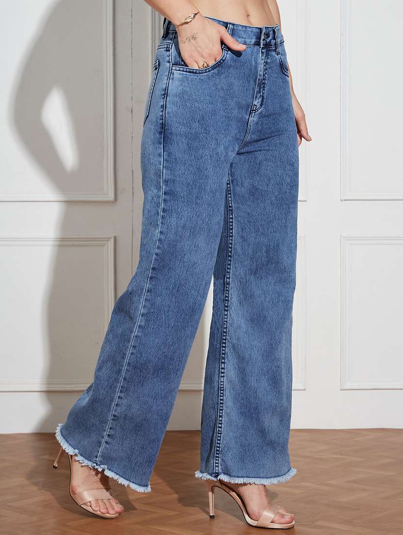 women solid high rise wide leg jeans - 22402888 -  Standard Image - 2