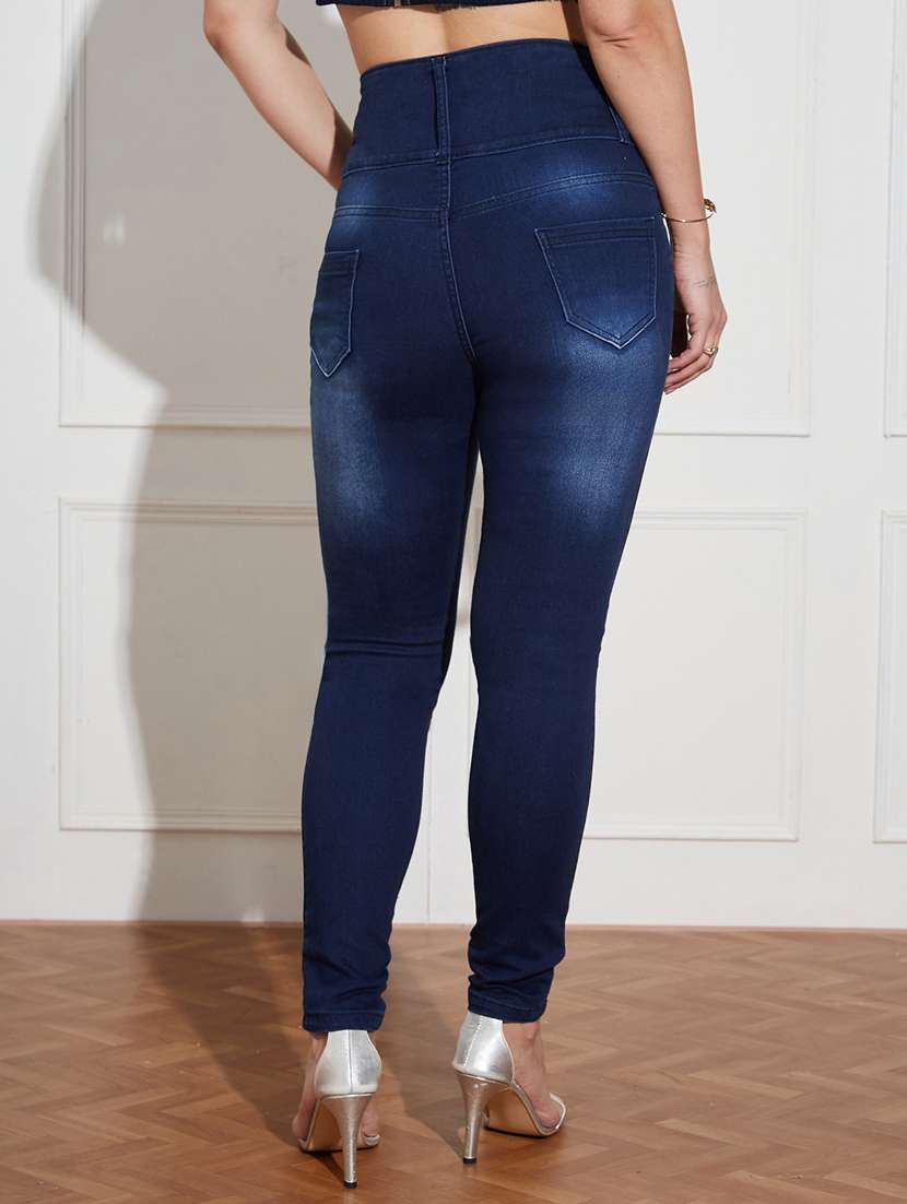 women slash knee  high rise skinny jeans - 22402889 -  Standard Image - 2