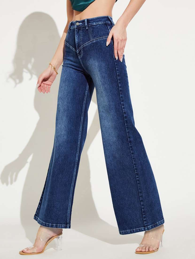 Women Solid High Rise Wide Leg Jeans - 22402899 -  Standard Image - 2