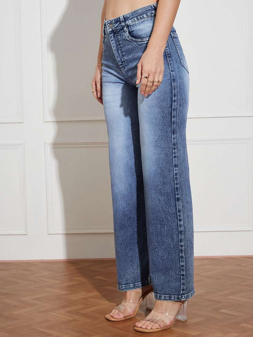 women solid high rise wide leg jeans - 22402918 -  Standard Image - 2