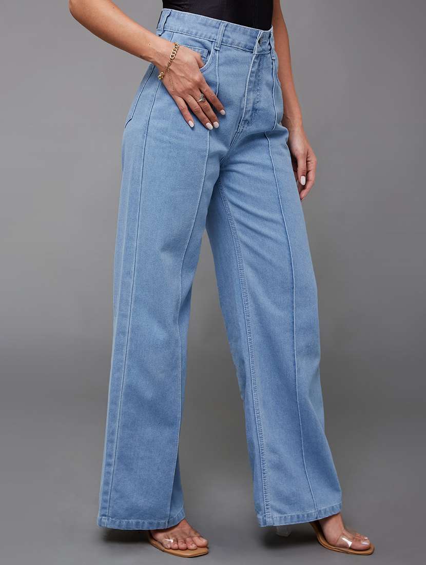 women solid high rise wide leg jeans - 22402947 -  Standard Image - 2