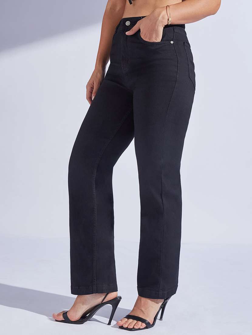 women solid high rise straight jeans - 22402948 -  Standard Image - 2