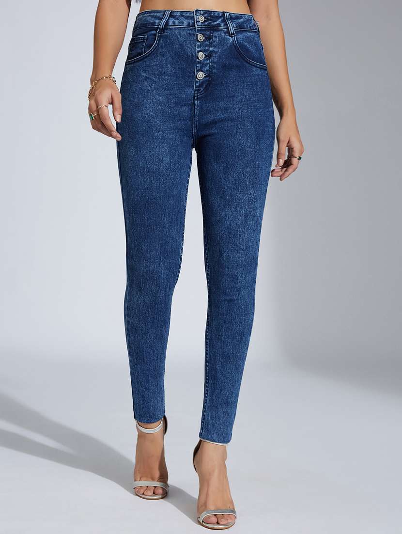 women solid high rise skinny jeans - 22402949 -  Standard Image - 2