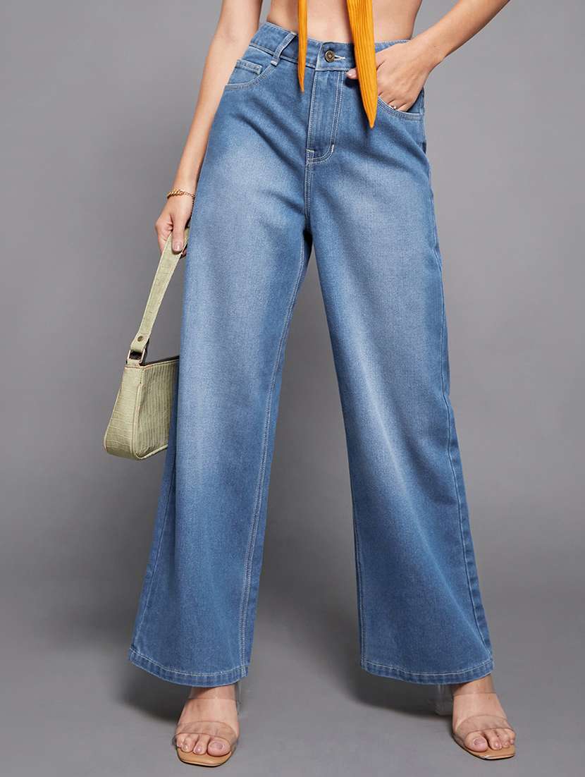 women solid high rise wide leg jeans - 22402956 -  Standard Image - 2