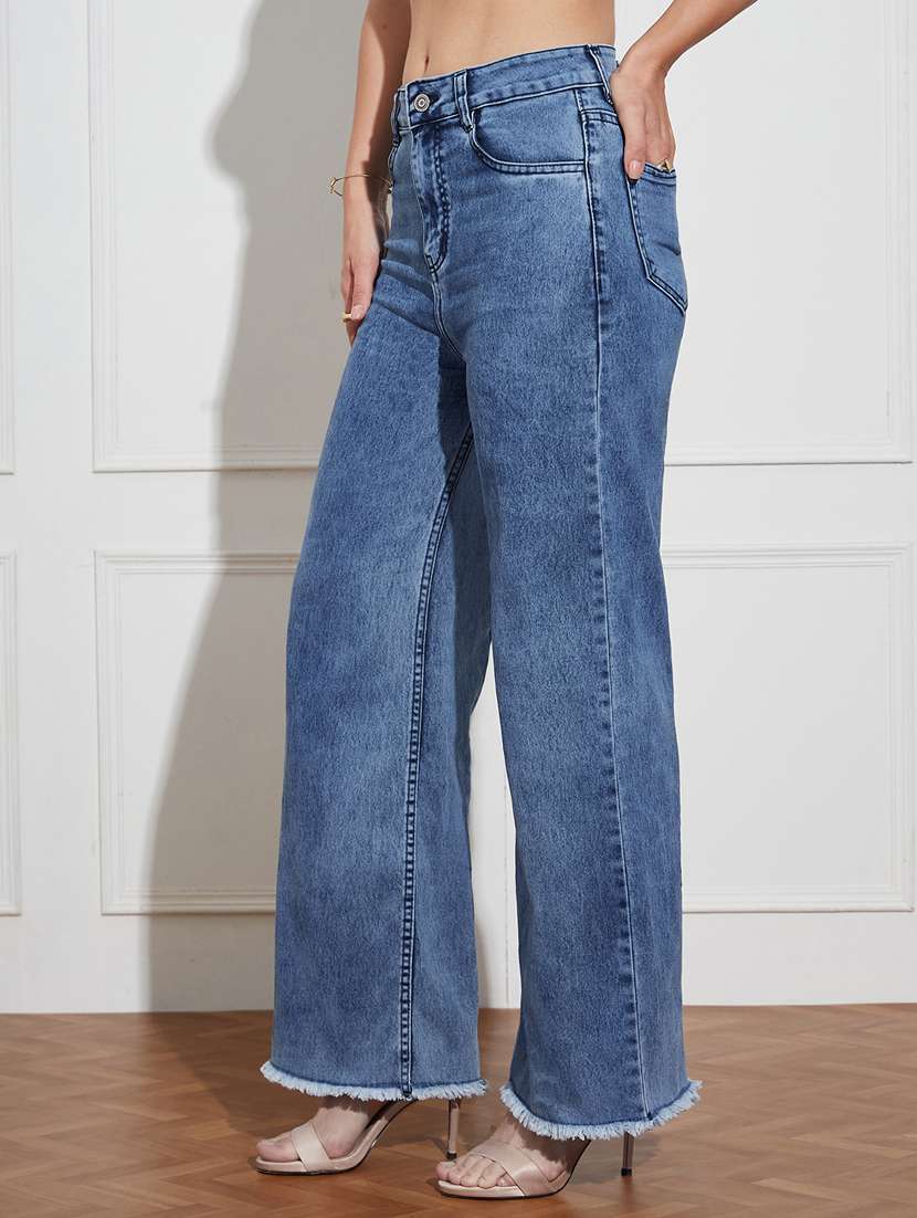 women solid high rise wide leg jeans - 22402957 -  Standard Image - 2